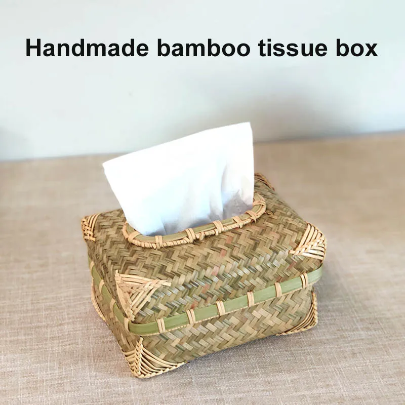 Тканевая коробка ручной работы бамбуковая винтажная ручная плетеная