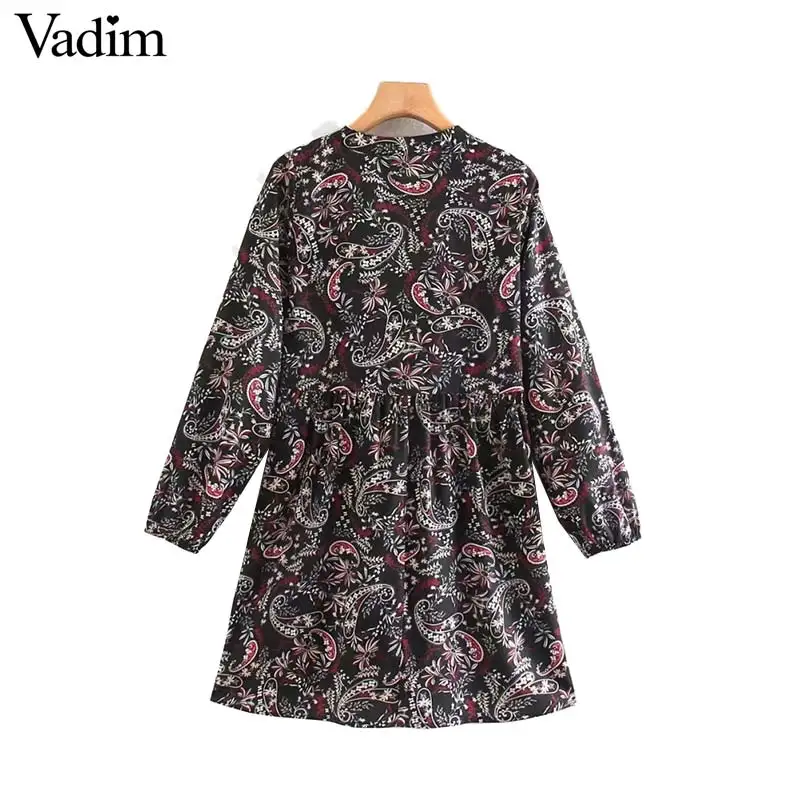 Vadim женское Плиссированное мини-платье с цветочным принтом пейсли завязками