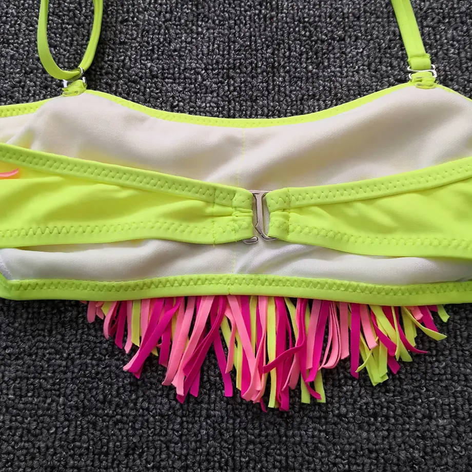2019 Teenage Girl Bikini Kids Tassel Fringe Swimsuit Split Two Piece Children Swimwear Big Swimming Beach Bathing Suit | Спорт и