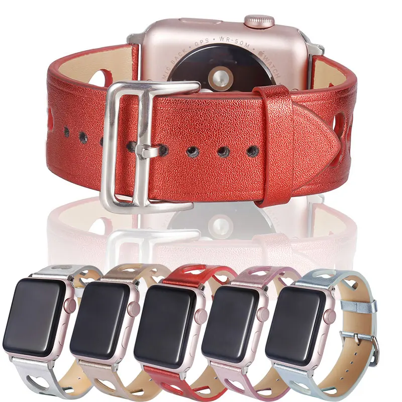 Полые кожаный ремешок для наручных часов Apple Watch версии 5/4/3/2/1 Спортивный Браслет 42