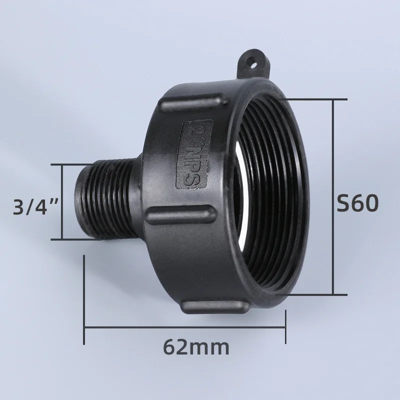 1PCS IBC Water Tank Reducing Adapter Durable S60 Fine Thread to 3/4'' Fine Thread Garden Hose Connector