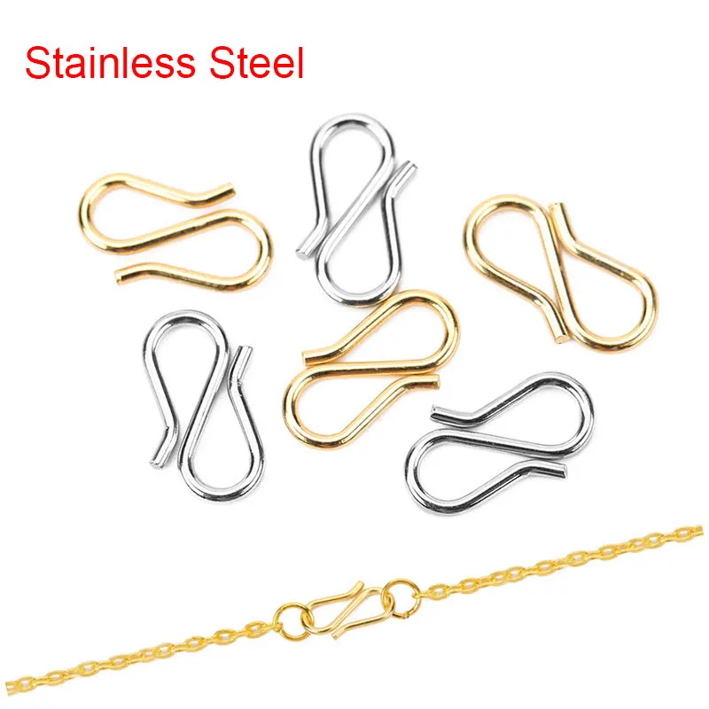 

20pcs Stainless Steel Strong S Shape Diy Necklace Clasps Hooks 13x7mm Gold Color End Clasps For Bracelet Jewelry Making Finding