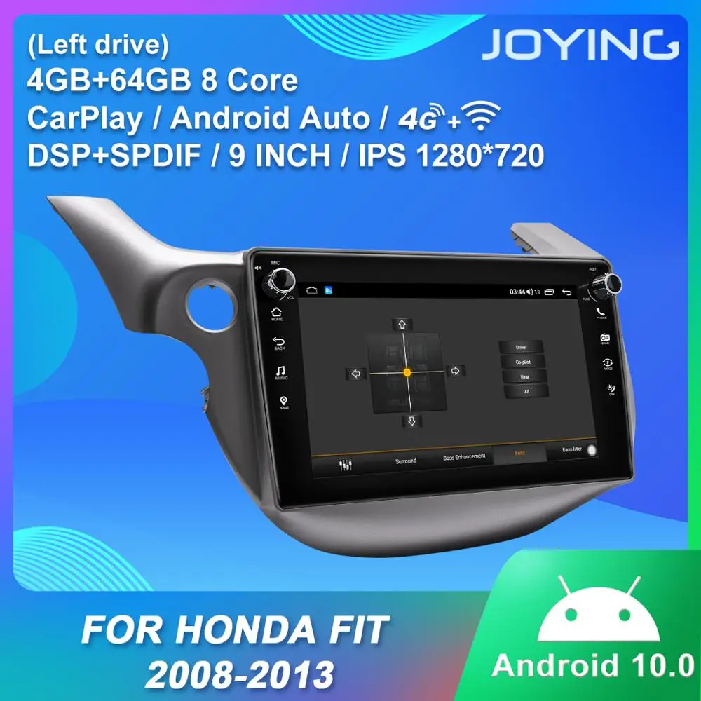 저렴한 안드로이드 자동차 라디오 플레이어, 4GB RAM GPS 네비게이션 지원, 무선 카플레이/안드로이드 오토/4G 스테레오 BT, 혼다 핏 2008-2013 IPS