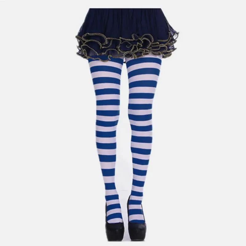 2020 женские полосы контрастных цветов колготки Непрозрачные чулки длинные