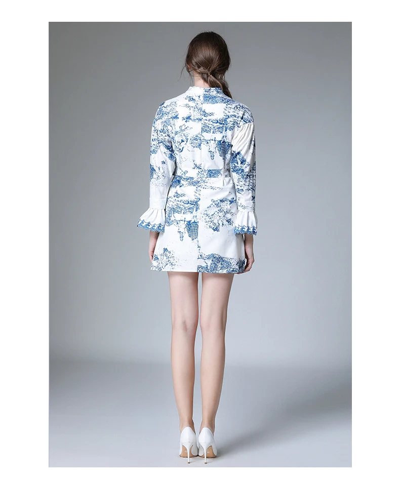 

womens runway shirt Designer dress 2020 spring clothes Floral long sleeve belt party slim mini A-Line dresses clothing for woman