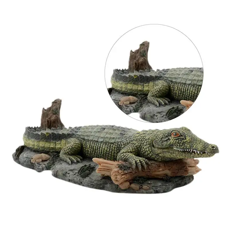 

Artificial Resin Crocodile Fish Tank Landscape Aquarium Aerator Oxygen Pump Air Stone Bubble Air Pump Crocodile Tank Ornament