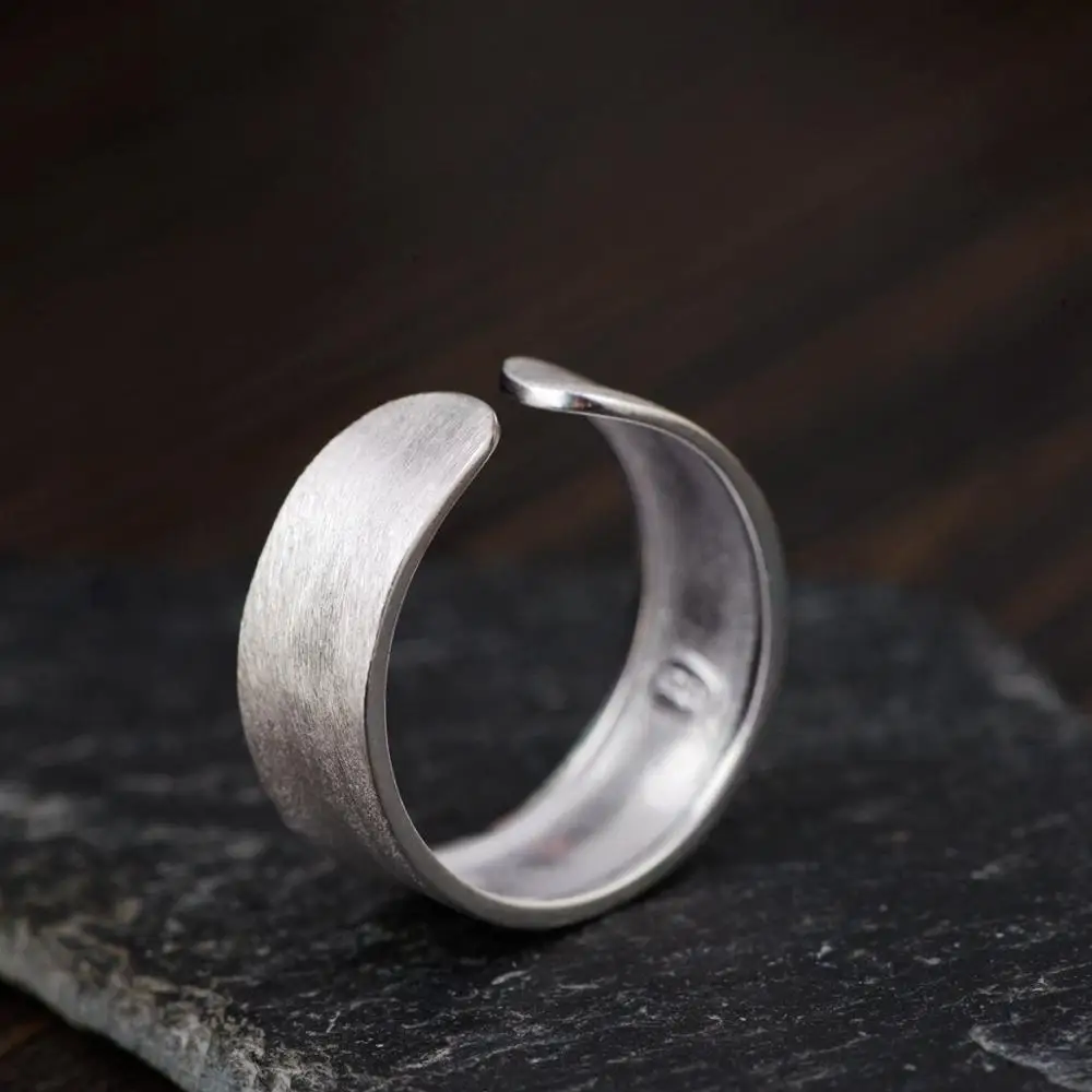 Женское кольцо из чистого серебра S925 простое модное регулируемое серебряное для