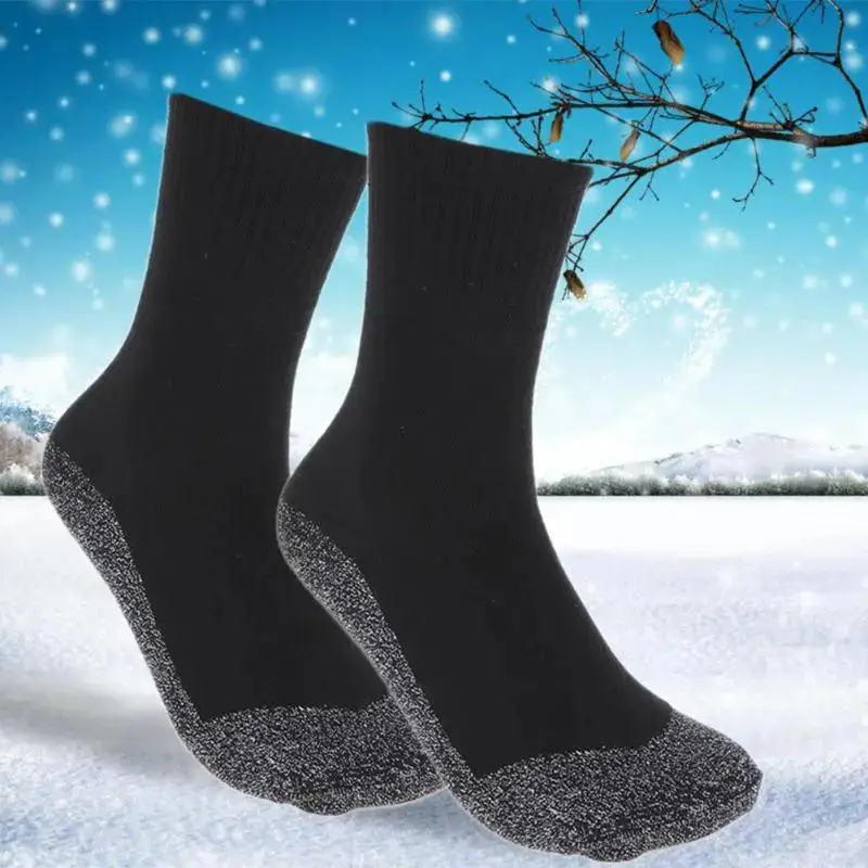 1Pair 35 Degree Winter Thermal Heated Socks Aluminized Fibers Thicken Super Soft Comfort Socks Keep Foot Warm Ski Socks