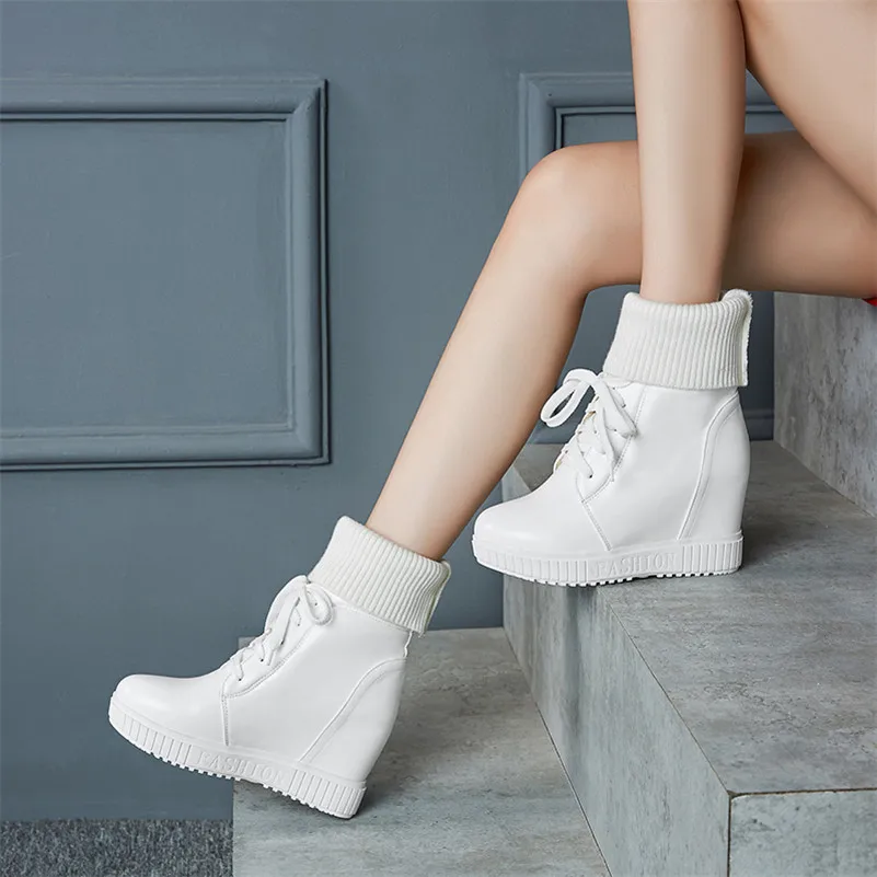 Ботильоны ANNYMOLI женские на шнуровке зимние полусапожки высоком каблуке модная