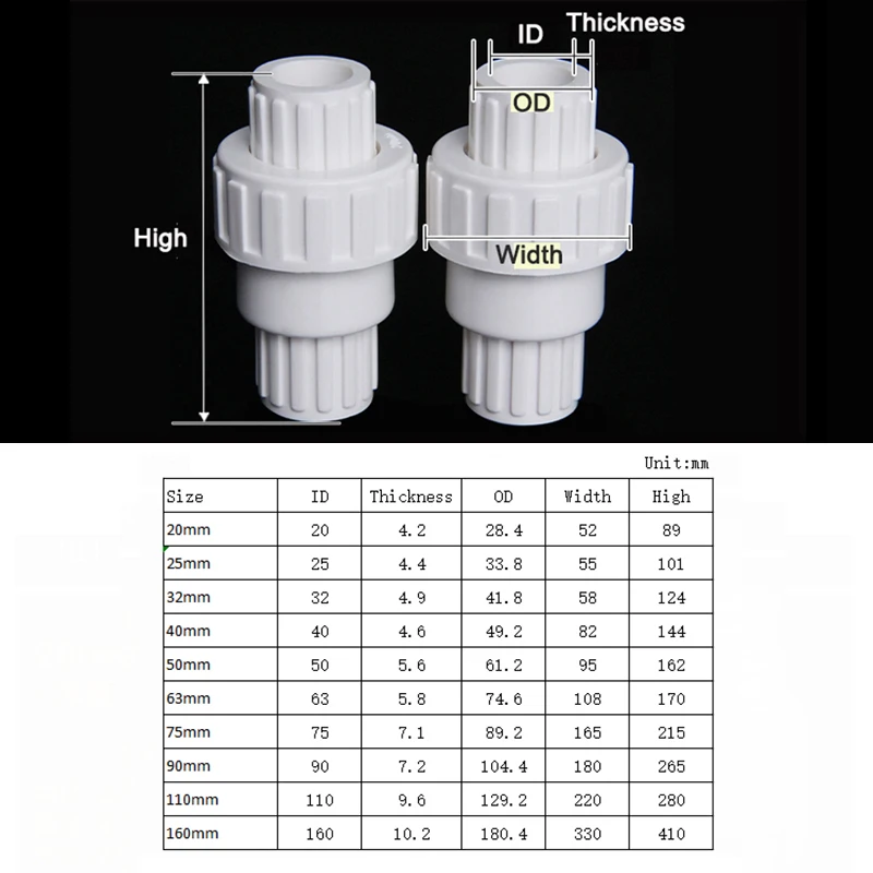 

PVC Pipe Fitting - One Way Non Return Check Valve 20,25,32,40,50,63,75,90,110mm Connector Solvent Weld Plumbing Accessories