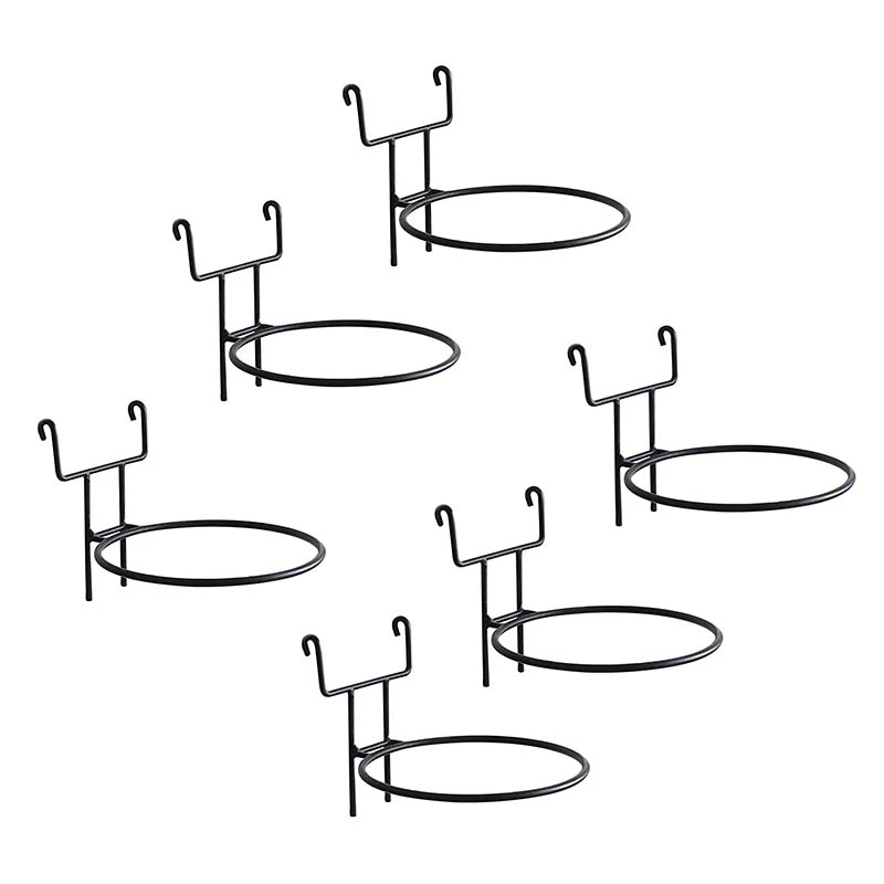 

New Black Metal Wire Hanging Flower Pot Stand, Suitable for Wire Lattice Wall, Set of 6