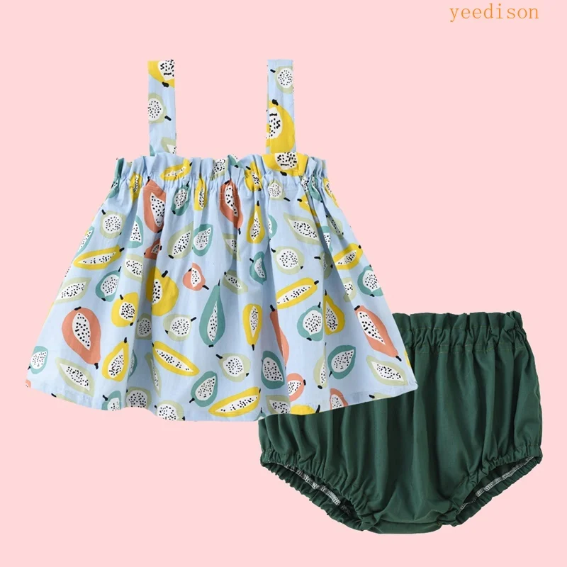 

Baby Girls Clothes Sets Summer 2 Pcs Set Print Sleeveless Girls Dresses+briefs Baby Girl Clothing Sets Casual Baby Clothes 0-24M