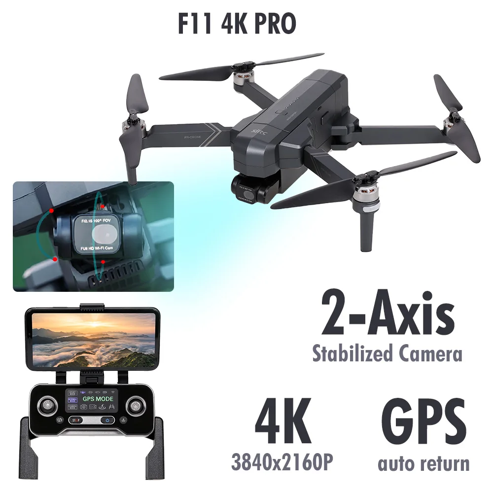 

SJRC F11 PRO RC Drone Quadcopter with 4K HD Camera & 2-axis Gimbal Brushless 5G Wifi FPV GPS Waypoint Flight