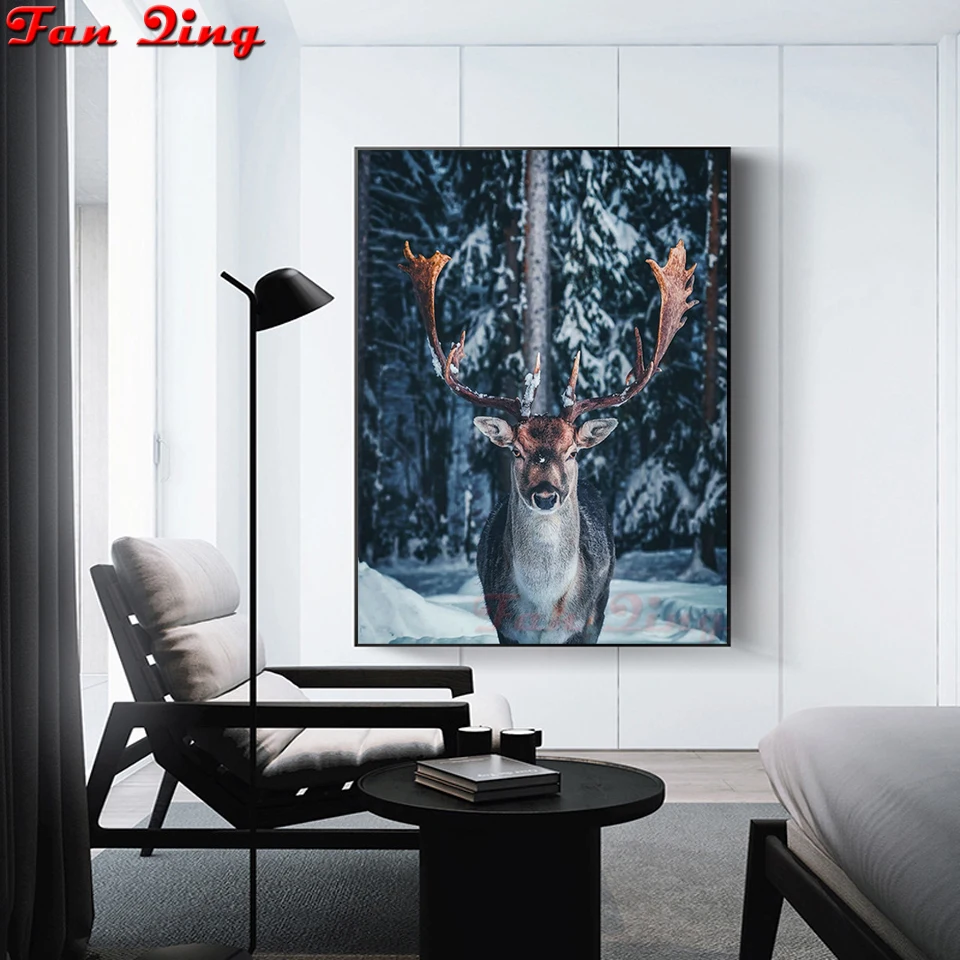 

5D Diy Full Square /Round Diamond Painting Forest Elk Cross Stitch Mosaic Rhinestone Embroidery Home Decoration Handicrafts
