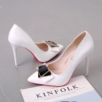 2021 springsummer new fashion temperament high heeled shoes solid color black red ladies single shoes