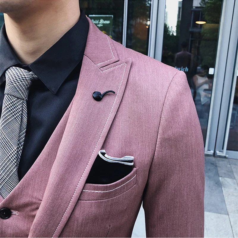

Khaki Wedding Suit Men New Arrival High Quality Men's Suits Formal Three Piece Prom Party Dress Work Business Suit Male Q889