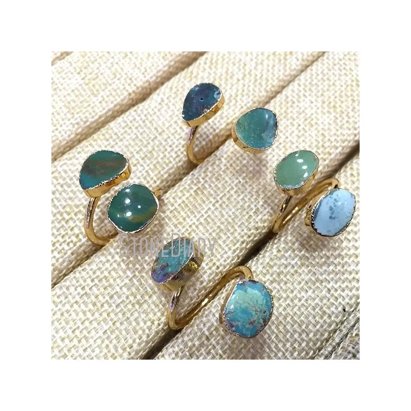 Кольцо из яшмы RM934 со змеиной кожей двойное позолоченное Гальванизированное