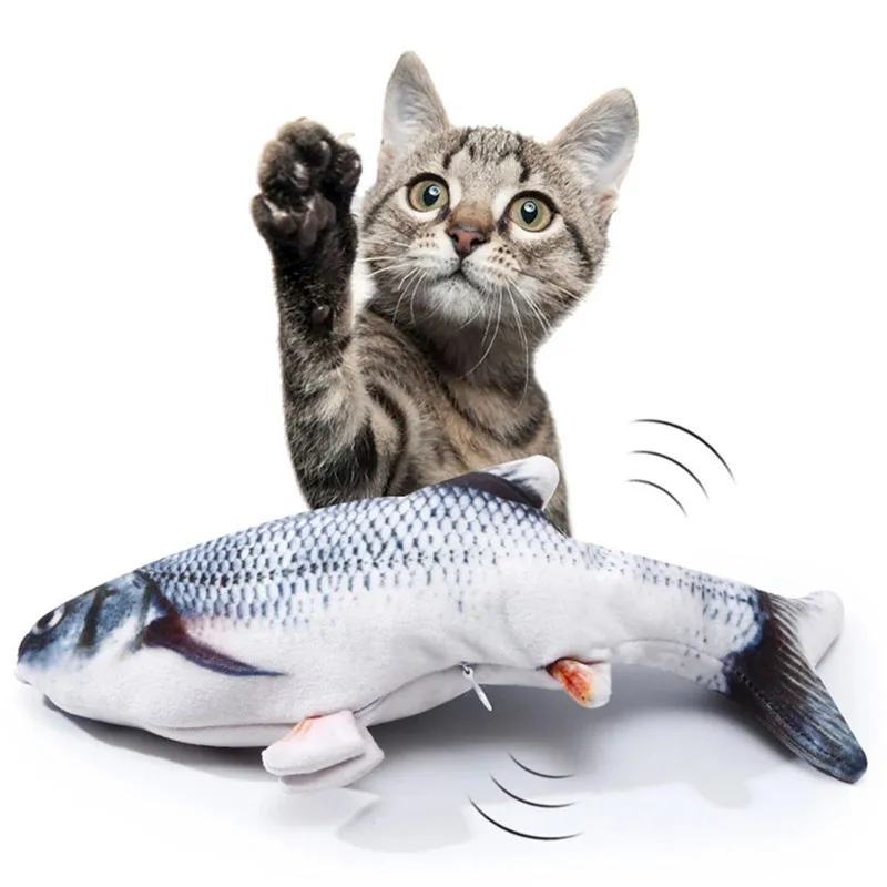 

Pet Cat Toy 30CM Simulation Fish Toys Cats Interactive Simulation Wagging Electronic Fish Pets Kitten Chew Bite Play Supplies