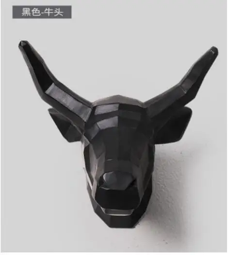 

[MGT] Wall mounted bull head trophy wall art plaque hunt sculpture-faux taxidermy modern hanging home decor ornamnent