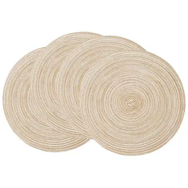 

Round Braided Placemats Washable Kitchen Table Placemats for Home Wedding Party 36cm (Coffee Color, 4pcs)