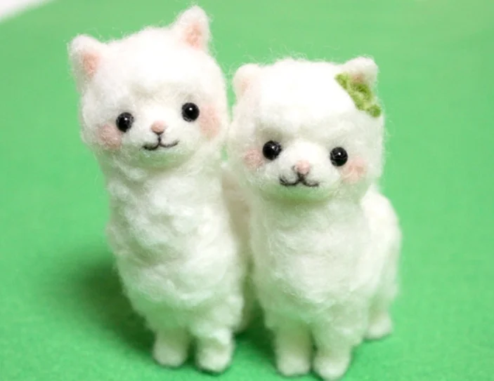 Милый набор животных из альпаки мультфильма шерстяной для рукоделия войлочная