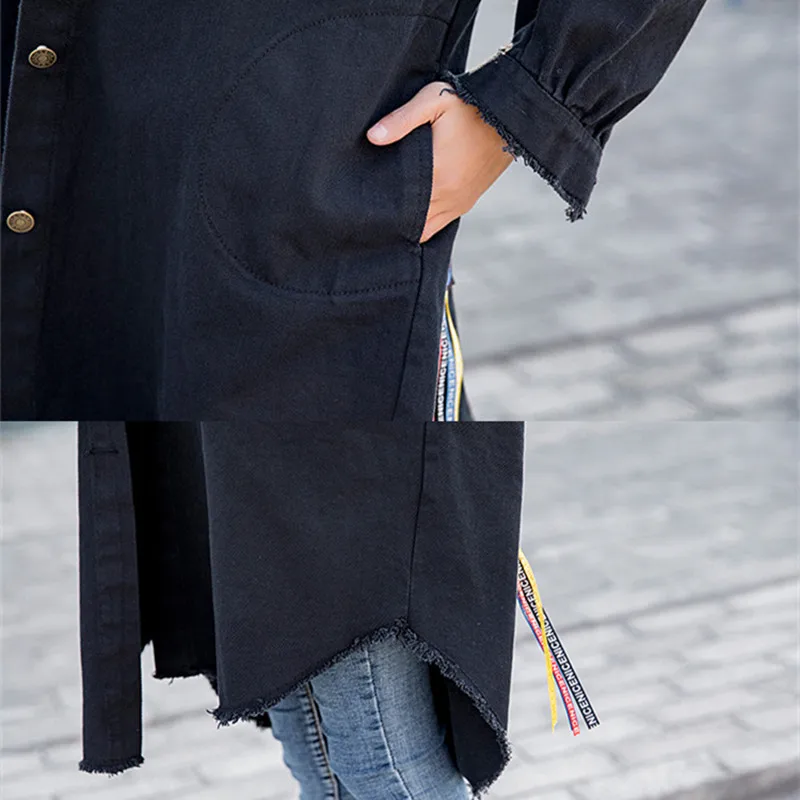 Новинка 2020 женский джинсовый Тренч на пуговицах Повседневный свободный длинный