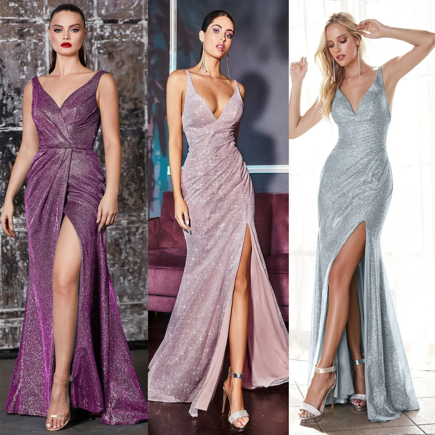 

Blush Pink Women Mermaid Evening Dresses Long Formal Lady Gown Sexy Side Split New Fashion Prom Dress YSAN1377