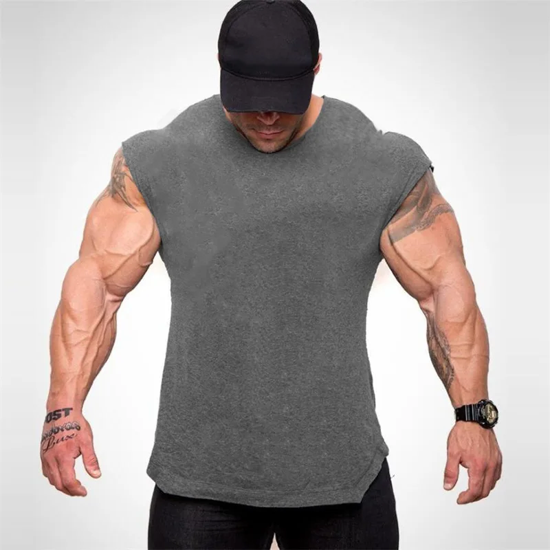 

2021 Mens Fitness Gyms Tank Top Men Fitness Sleeveless Shirt Male Mesh Breathable Sports Vest Undershirt Running Vest