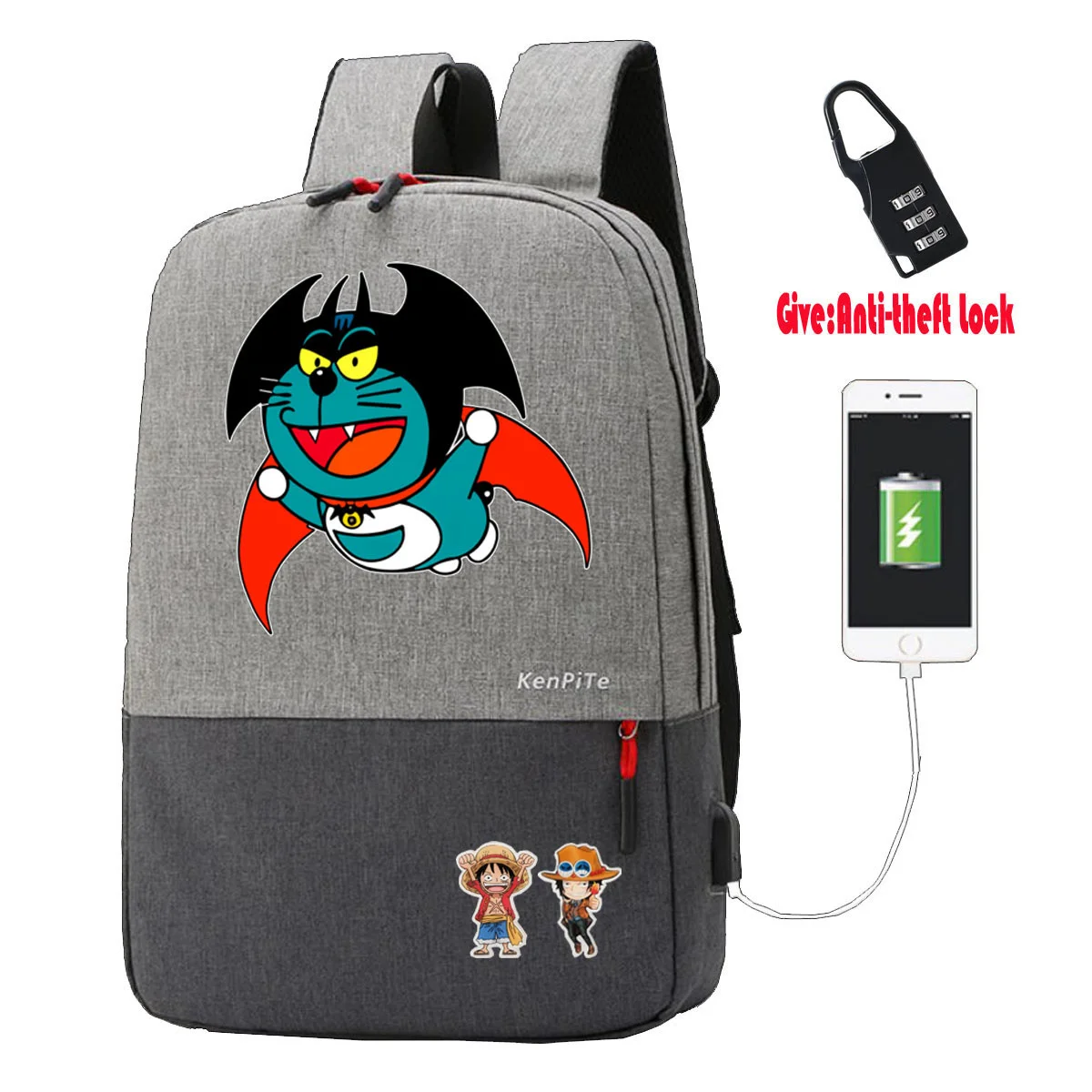 Аниме DEVILMAN crybaby Анти-кражи зарядка через USB рюкзак Для мужчин женщин ноутбук