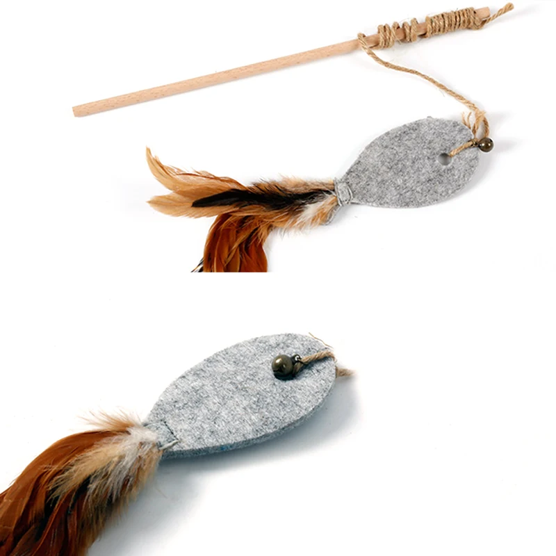 Интерактивный Дразнилка для кошки деревянная палочка игрушка войлочной ткани