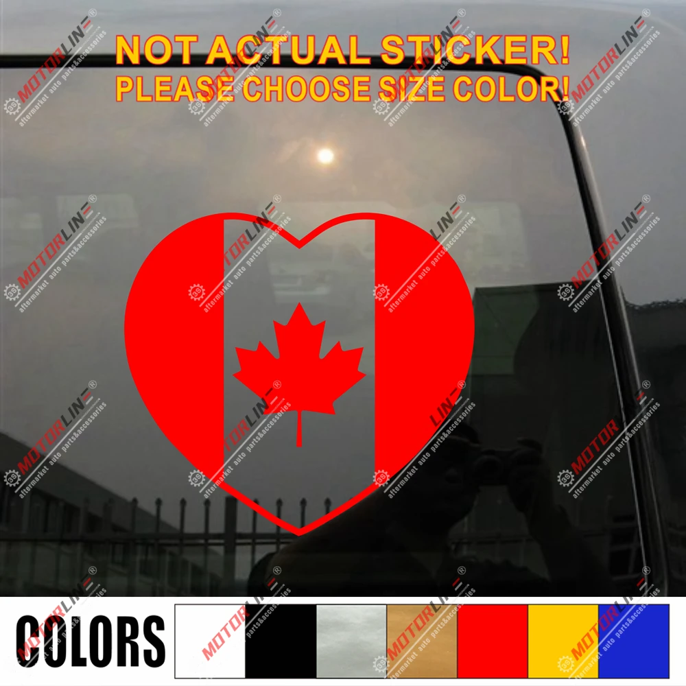 

Виниловая наклейка с надписью «I Love канадский флаг сердца» в виде кленового листа, цвет на выбор