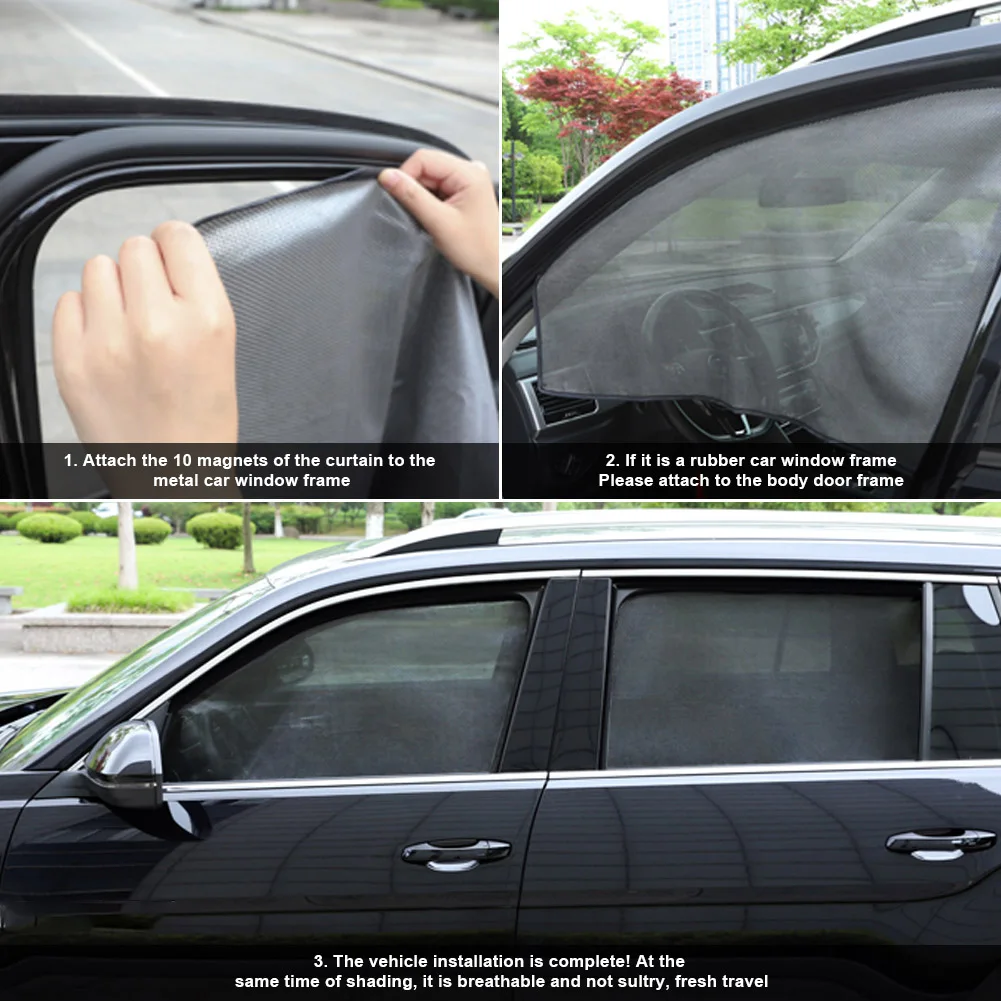 

Side Window Sunshade Magnetic Front Rear Window Sun Shade Curtain Perspective Mesh Summer Sun Protection Cover Car Accessories