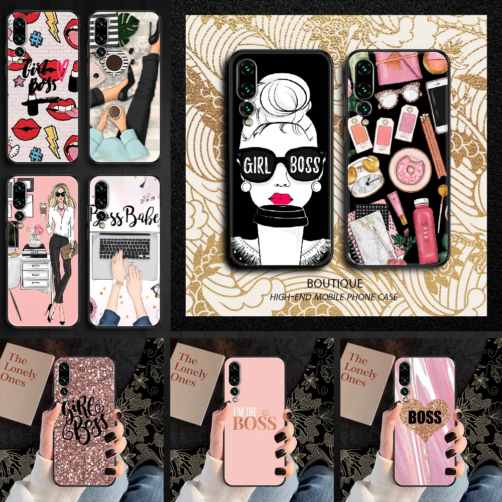 Женский розовый чехол для телефона с девушкой и боссом Huawei P Mate P10 P20 P30 P40 10 20 Smart Z Pro