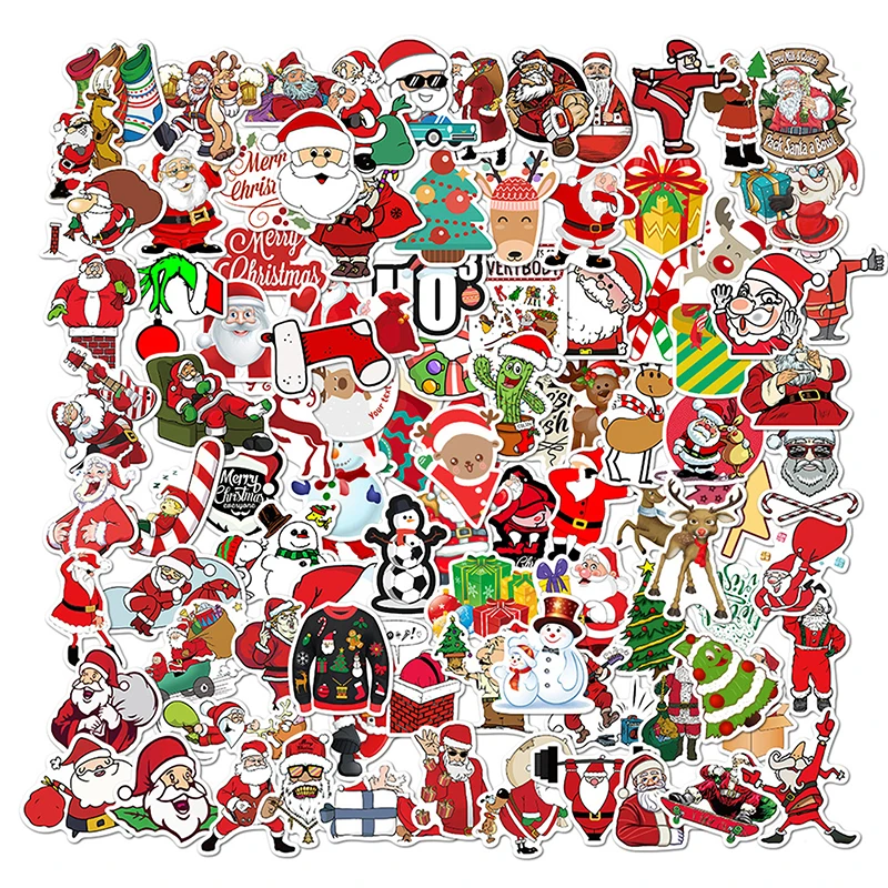 

100 PCS Christmas no repeating stickers pull bar box guitar graffiti stickers