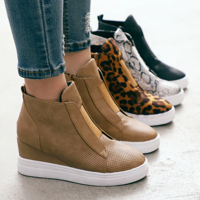 Женские ботильоны на танкетке удобные кроссовки платформе повседневные женские
