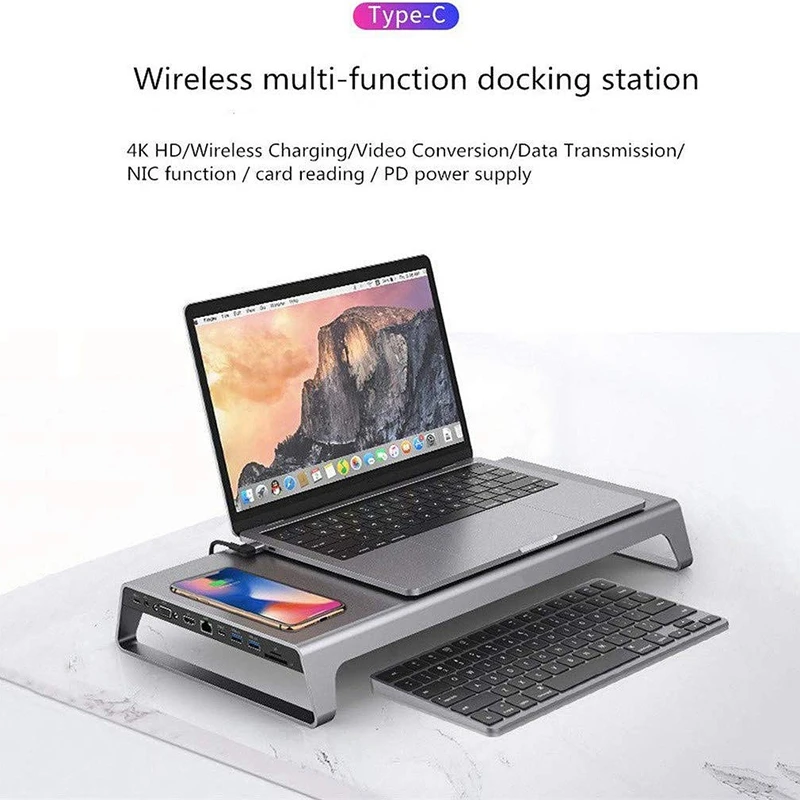 USB Type-C 3 0 многофункциональный 11 в 1 стыковочный концентратор + Беспроводной стол