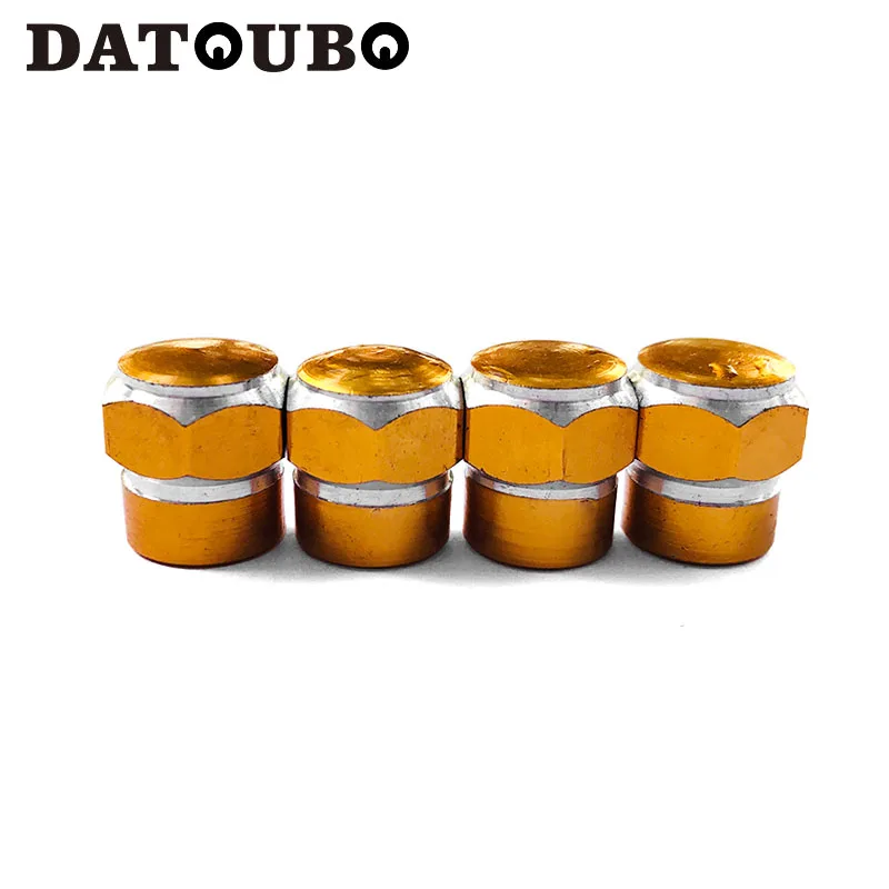 4 pcs of Gold DATOUBO 4 шт. алюминиевая крышка клапана для автомобильных шин s Стволовые воздушные колпачки для защиты от пыли обод колеса велосипеда Стержень шины воздушный Алюминиевый клапан крышка - Цвет: 4 pcs of Gold