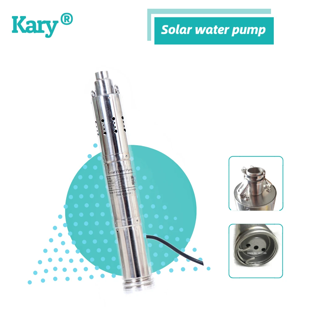 Kary DC 24 В 0.5hp Максимальная головка 50 м бесщеточный dc Солнечный водяной насос для глубоких скважин со встроенным MPPT dc Солнечный водяной насос