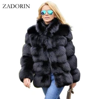 zadorin 2021 thick warm winter coat women luxury faux fox fur coat plus size women stand fur collar fake fur jacket outerwear