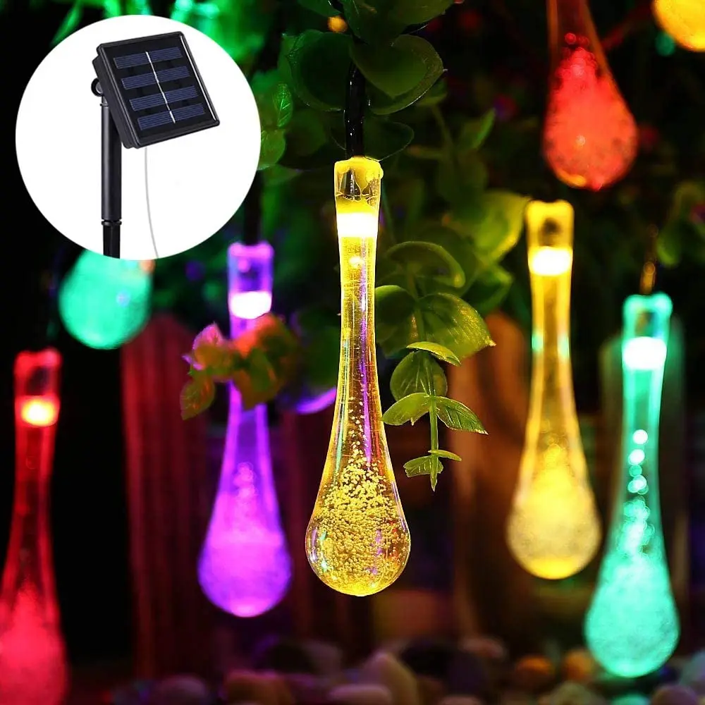 Outdoor Solar Lamp String Lamps 20 50 LEDs Water Drop Fairy Holiday Christmas Party Garland Solar Garden Waterproof