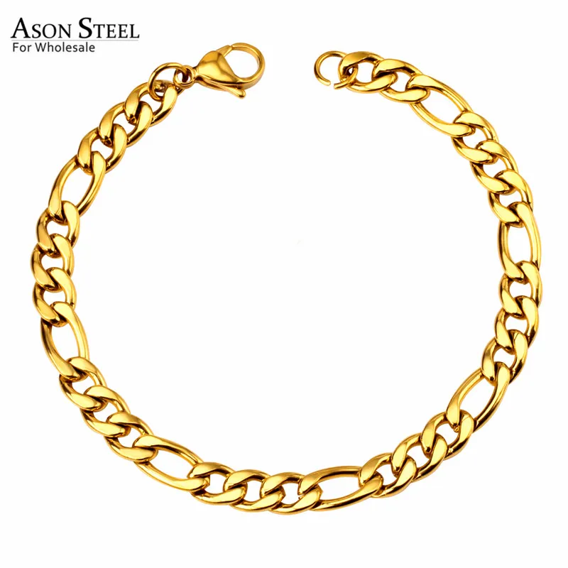 ASONSTEEL Золотой/Серебряный цвет 7 мм цепочка из нержавеющей стали кубинские звенья