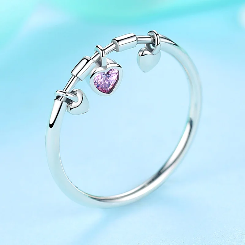 925 кольцо из стерлингового серебра бледно-сверкающие сердце Ясно CZ Анель женский