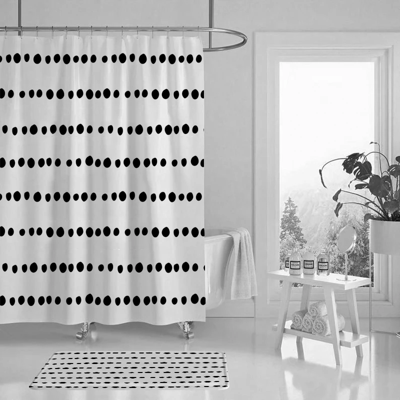 

Beautiful geometric fabric shower curtain cover colorful plant geometric bathroom curtain non-slip carpet toilet cover cover cus