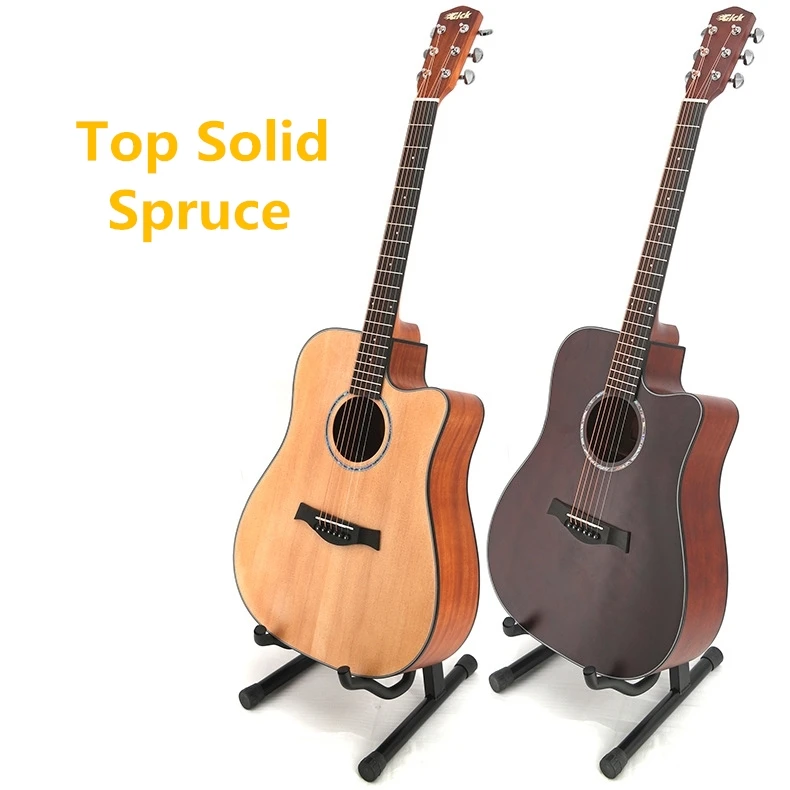 

Top Solid Acoustic Guitar Electric Folk Pop Flattop 41 Inches Spruce Mahogany Guitarra 6 Strings Cutaway Picea Asperata