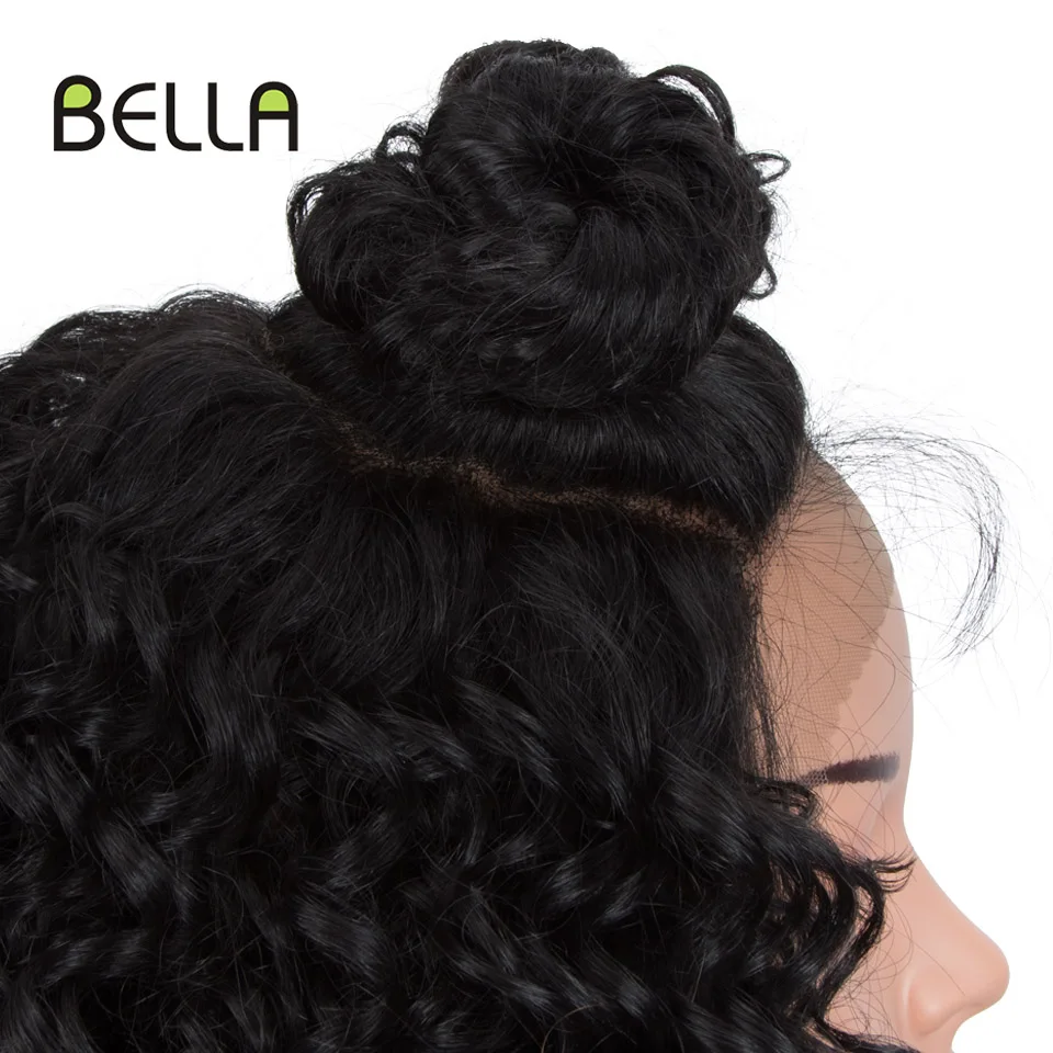Парик Bella на сетке синтетические кудрявые волосы короткий 14 дюймов черный парик