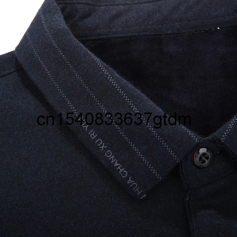 

Winter 2021 new men's fattening plus size business casual Lapel Plush long sleeve T-shirt