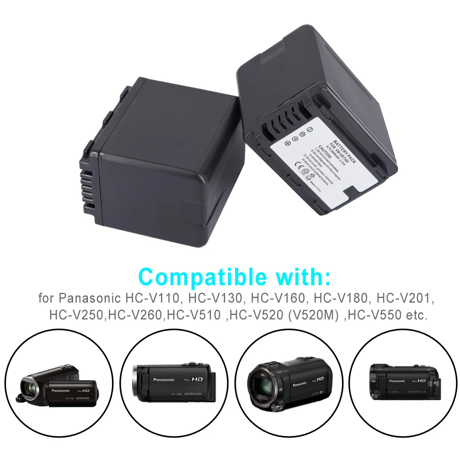 1 шт. 3900 мА/ч, VW-VBT380 VBT380 VW-VBT190 VBT190 батарея для цифрового фотоаппарата Panasonic HC-V110, HC-V130, HC-V160, HC-V180, HC-V201, HC-V250, HC-V26