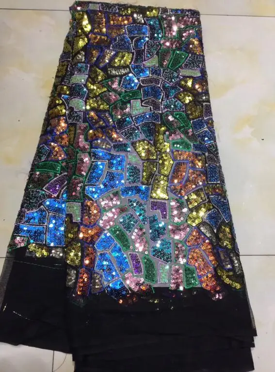

Sequins French Lace Embroidery Net Lace With ZH-124110 Sequins African French Tulle Fabric