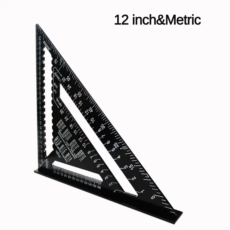 12 inch Metric " 12" треугольник угломер алюминиевый сплав скорость квадратная измерительная линейка Торцовочная обрамление строительный плотник измерительные инструменты - Цвет: 12 inch Metric