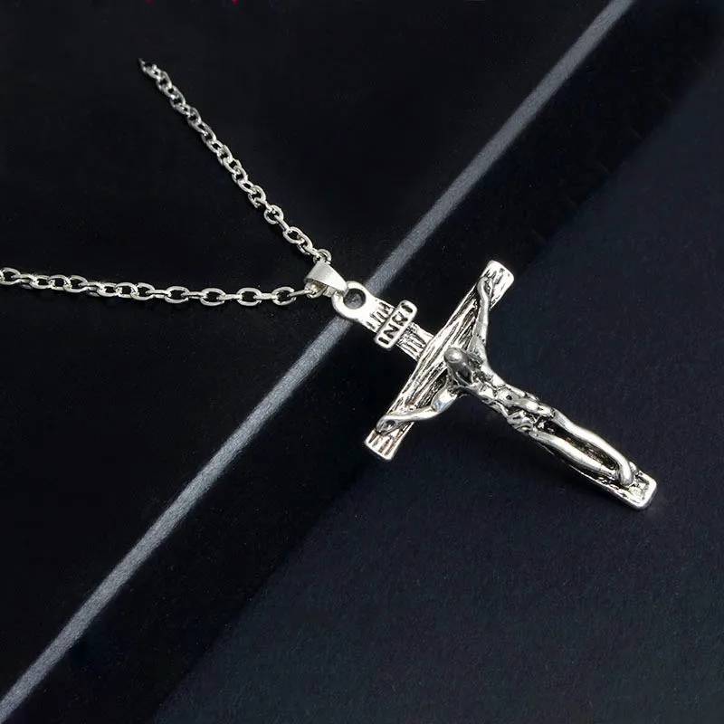 Винтажное ожерелье с крестом для мужчин большая подвеска Иисусом и длинная